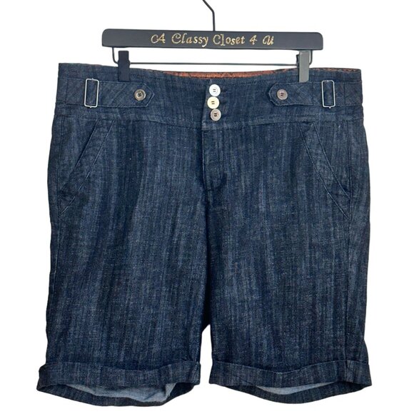 Boom Boom Denim Bermuda Shorts With Button-Up Front & Pockets 16W - Picture 3 of 4